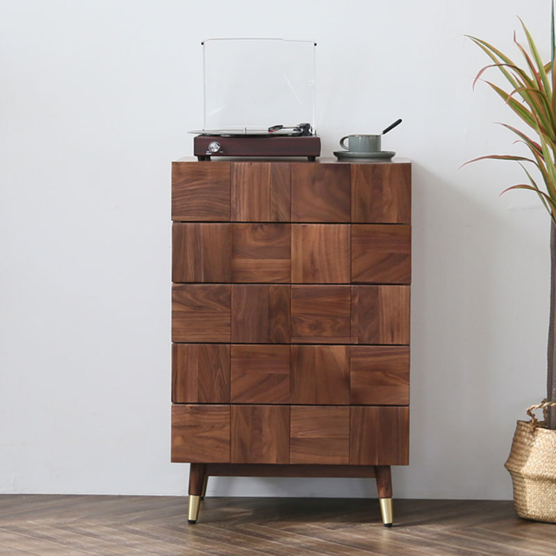 北美黑胡桃木五斗柜卧室北欧全实木现代简约轻奢客厅抽屉式收纳柜