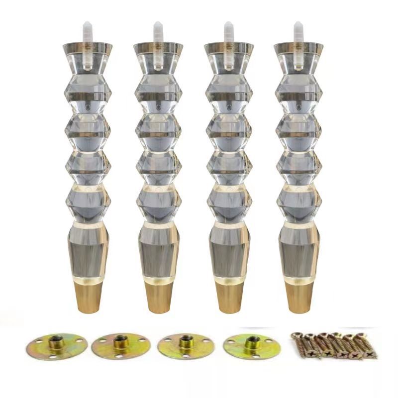 亚克力床头柜梳妆台五金透明水晶沙发脚柜脚桌子脚茶几台脚椅脚