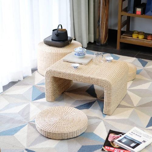 飘窗榻榻米茶几 和室客厅阳台简约矮手工草编地台小桌子国学茶桌