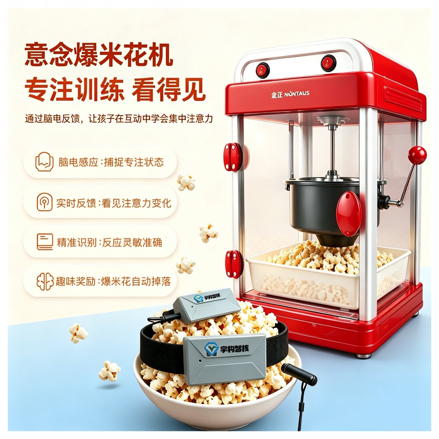 意念爆米花机儿童专注训练玩具