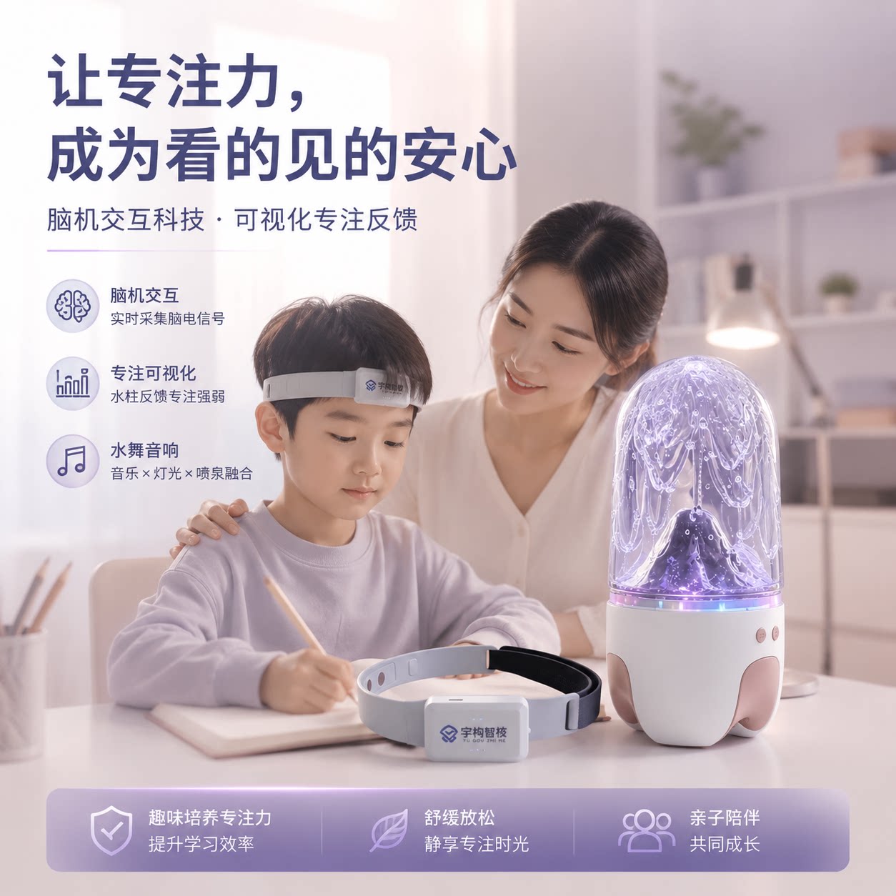 意念喷泉七彩灯光音响专注力