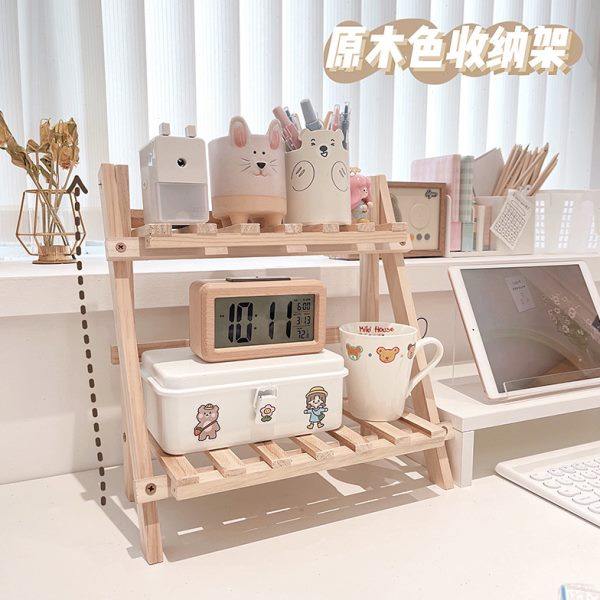 尤物少女 原木色桌面双层置物架 镂空书桌收纳架多肉置物架子花架,收纳整理,书桌收纳置物架,淘宝优惠券,粉丝福利购,淘宝优惠卷