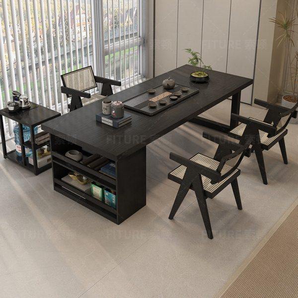 阳台实木侘寂风茶桌椅组合办公室客厅泡茶台原木大板黑色阳台泡茶,住宅家具,家用茶台/茶桌,淘宝优惠券,粉丝福利购,淘宝优惠卷