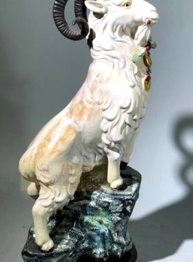 陶瓷工艺品石湾公仔家居装饰品礼品客厅书房摆件招财如意山羊生肖