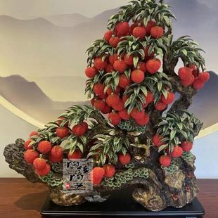 陶瓷工艺品  石湾公仔  大型荔枝树摆件 满堂红