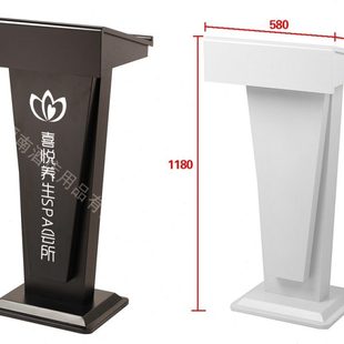 白色演讲台餐厅迎宾台酒店简约现代司仪接待台咨询发言讲台主持台
