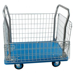 谋福2036网架无声围栏拉货车塑料平板手推车仓储笼仓库物流搬运拉