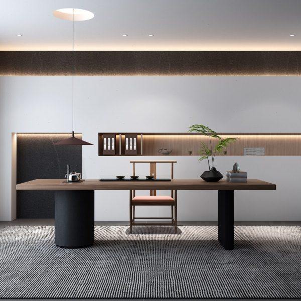 新中式实木茶桌椅组合功夫禅意一体茶台公室原木大板泡茶桌阳台,商业/办公家具,茶台/茶桌,淘宝优惠券,粉丝福利购,淘宝优惠卷