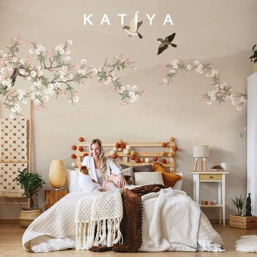 8D中式花鸟墙纸复古美式墙布装饰卧室电视背景墙壁纸客厅定制壁画