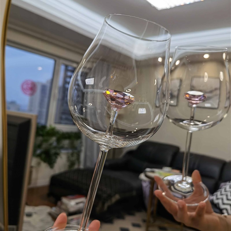 限量版粉钻石DEESSE蒂爱仕立体切割钻石红酒杯勃艮第酒杯 超精美