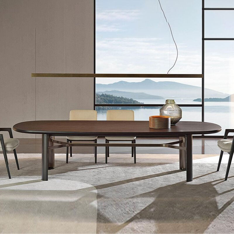 金石石材意式轻奢卡拉卡塔金天然大理石不锈钢电镀底座方形餐桌