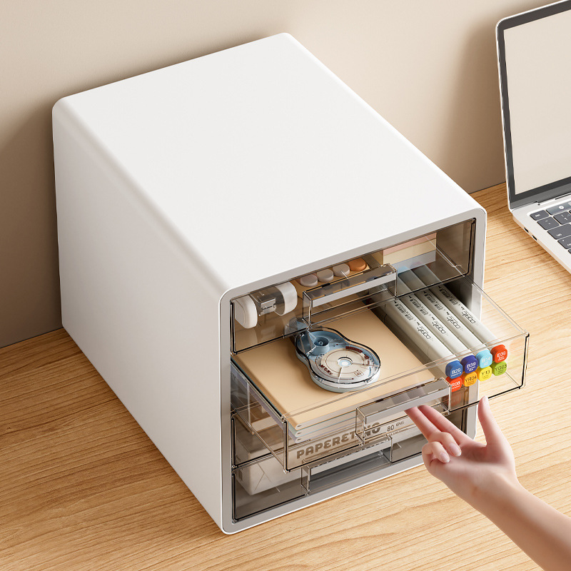 桌面收纳盒抽屉式收纳盒塑料透明大容量分格组合文具收纳盒文件架