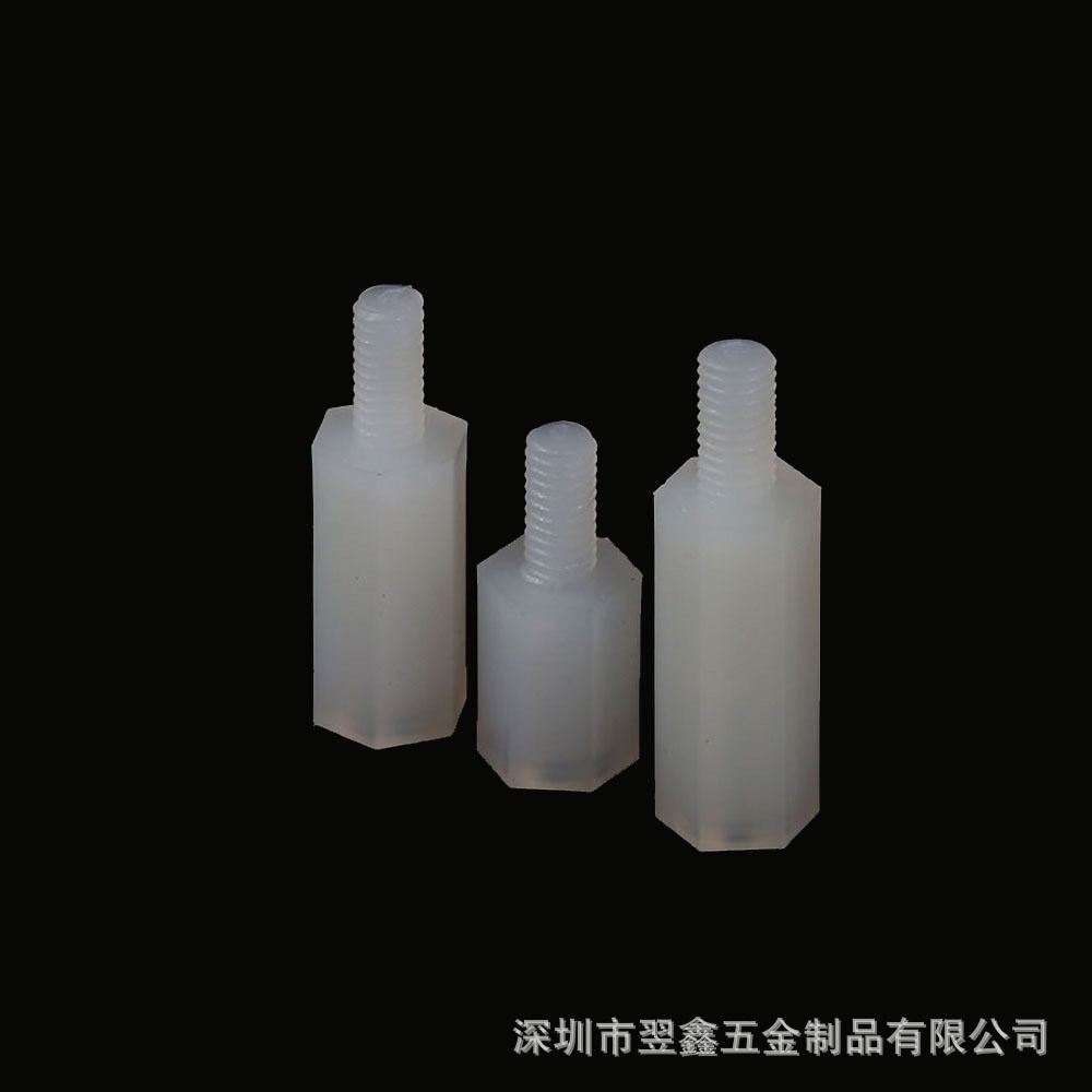现货 单头尼龙塑胶螺柱 白色塑料柱 尼龙间隔柱 六角柱M2M2.5M3M4