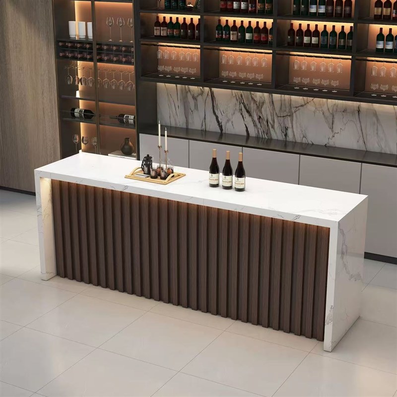 轻奢岛台茶水吧台餐桌一体大理石小型厨房L隔断家用多功能现代简