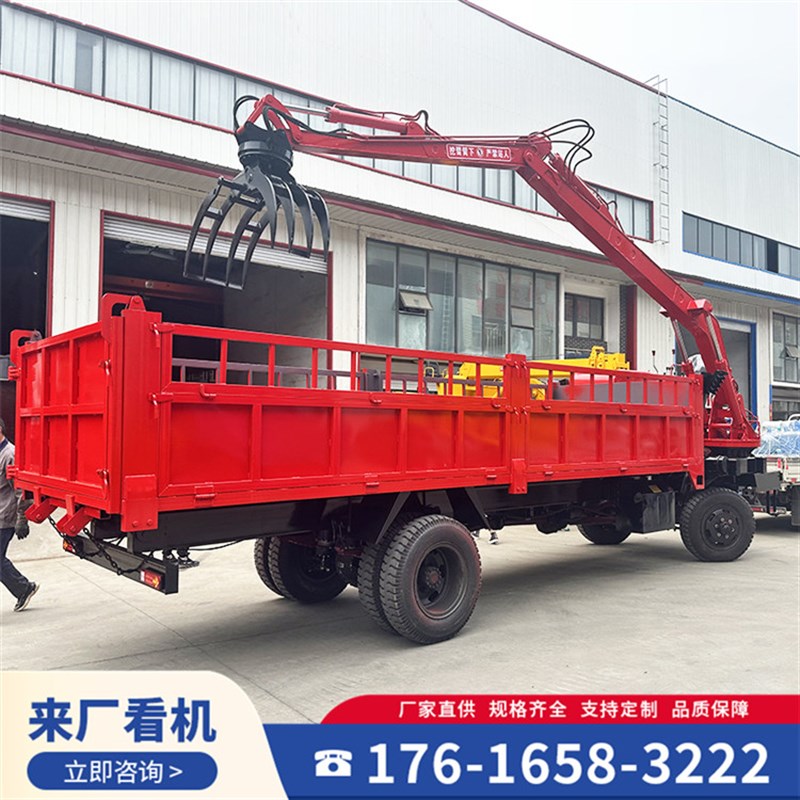 四不像随车抓四驱农用抓甘蔗毛竹轮式运输车园林绿化伸缩抓木机