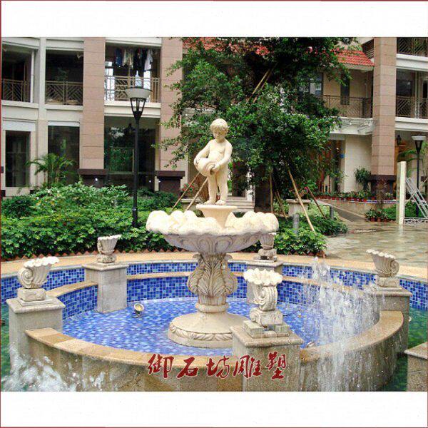 砂岩浮雕电视背景墙挂件壁画酒店装修花盆园林景观雕塑小孩喷水池