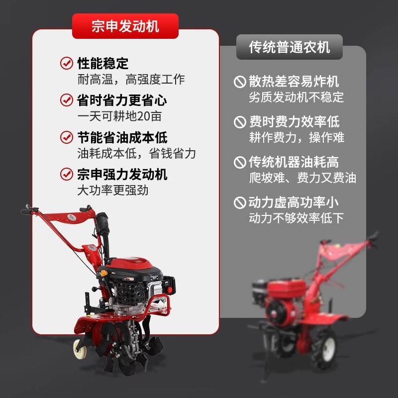 微耕机四冲程小型农用耕地机多功能水陆两用松土除草开沟旋耕开荒