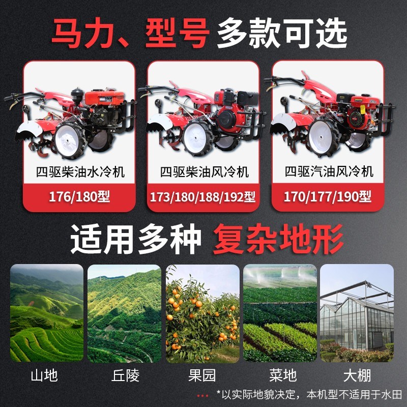 四驱微耕机耕地机柴油2024新款农机新型多R功能硬土小型汽油款