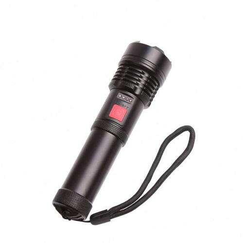 新款P50强光手电筒内置电池带电显直射USB智能直充户外探照手电筒