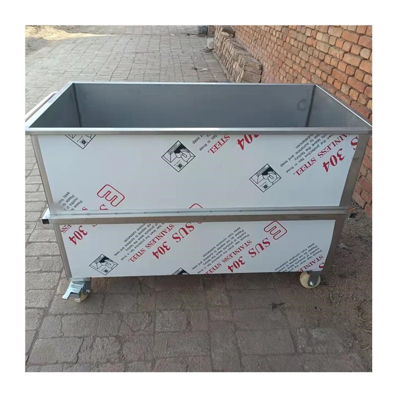 定制移动式不锈钢水箱方形工业食用移物池手推车浸泡池卤煮桶304