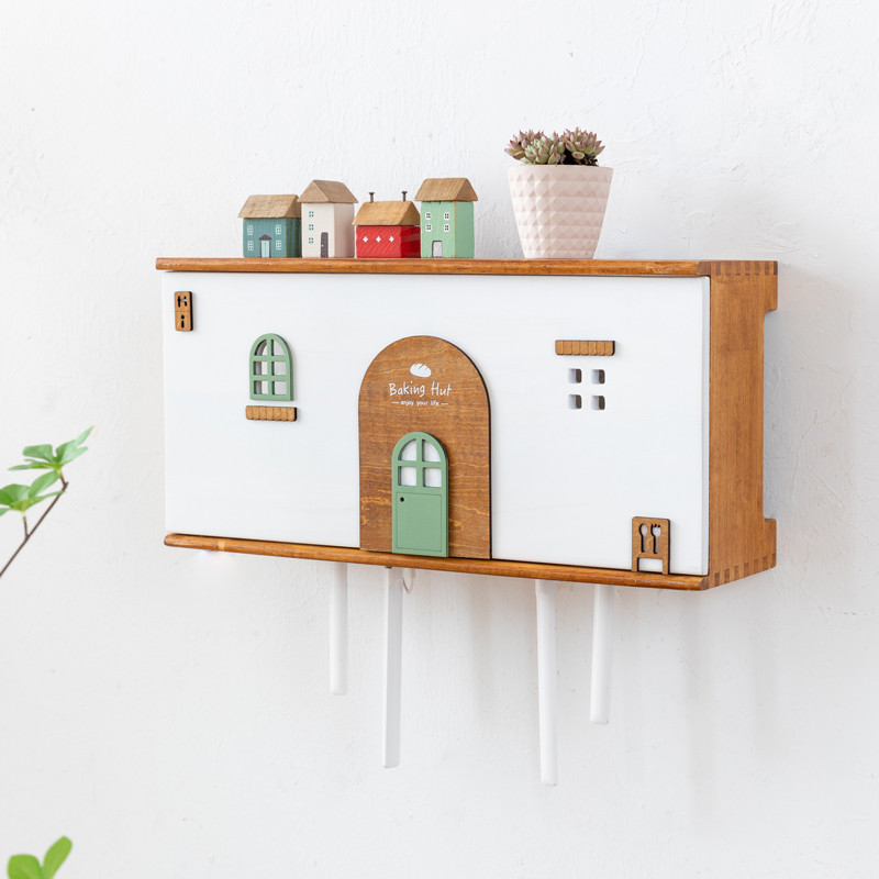 阿楹 客厅电视背景墙装饰挂件 多媒体路由器遮挡箱插座收纳盒美化