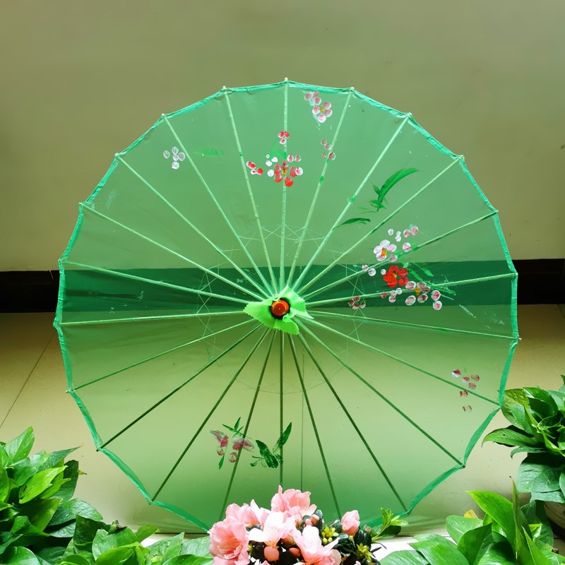 舞蹈伞演出道具伞透明绢纱伞江南古典装饰伞广场跳舞W伞工艺油纸