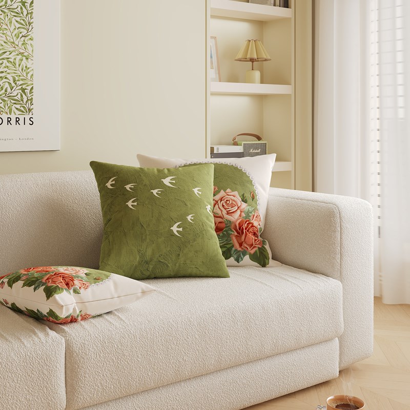 法式夏季冰丝抱枕套靠枕靠背可拆洗客厅沙发靠垫腰靠含芯飘窗靠背