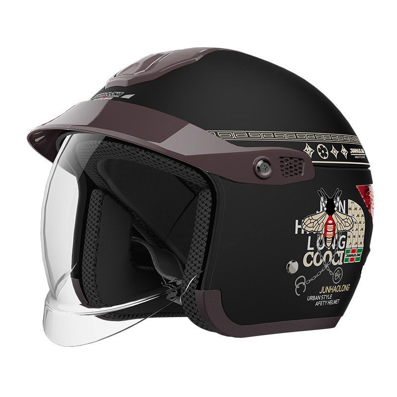 君豪龙3C认证保暖头盔男女士防雾防雨车摩托车半盔秋冬安全帽