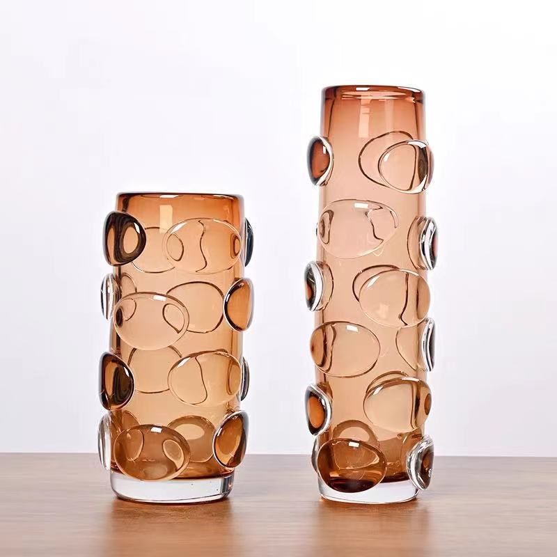 简约直筒透明棕色中式覆古轻奢插百合桌面样板房玻璃花瓶水养摆件,包装,快递中转袋,淘宝优惠券,粉丝福利购,淘宝优惠卷