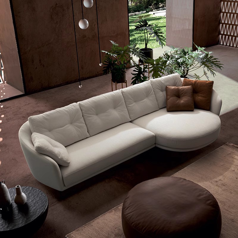 意式现代简约圆弧形贵妃组合沙发设计师展厅样板间别墅客厅奶油风