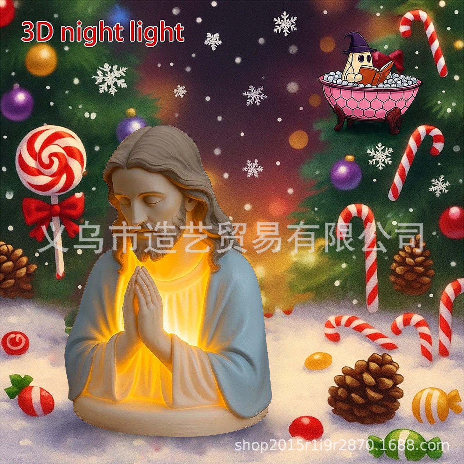 新品Virgin Mary Prayer Night Light祈祷夜灯树脂工艺品摆件装饰