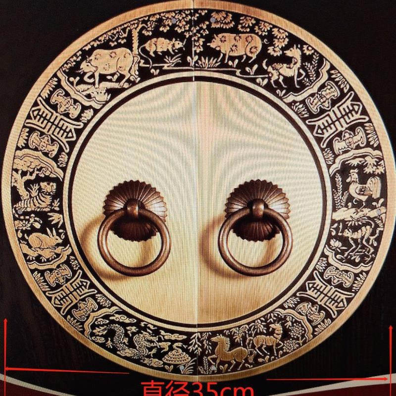 新中式仿古圆环铜拉手 衣柜门大门装修家具雕花园环把手