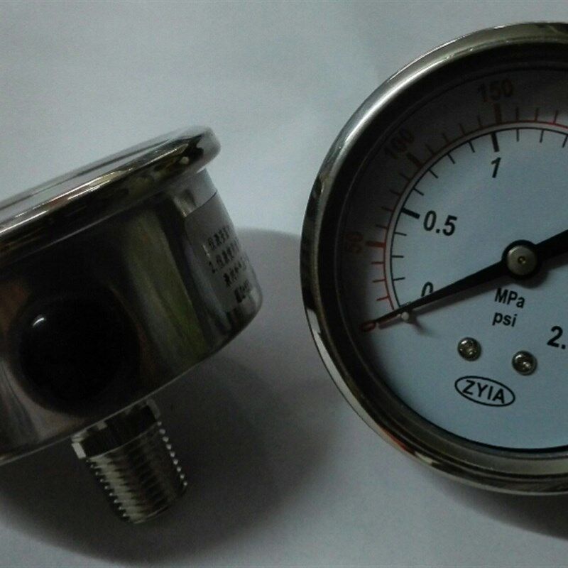轴向不锈钢外壳U型夹带固定支架压力表 zyia 0-350psi 0-2.5mpa