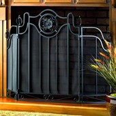 饰 取暖器防火围栏壁炉门装 三折欧式 落地铁艺黑色壁炉隔断屏风新品