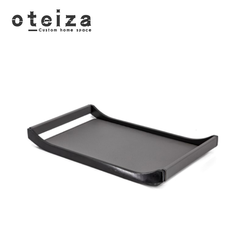 Oteiza现代简约金属皮革木质托盘客厅茶几摆件样板间售楼部装饰品