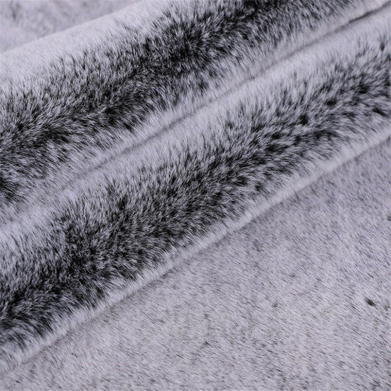 黑褪白霜仿皮草獭兔毛秋冬大衣外套布料毛领面料沙发垫垫耳罩手工