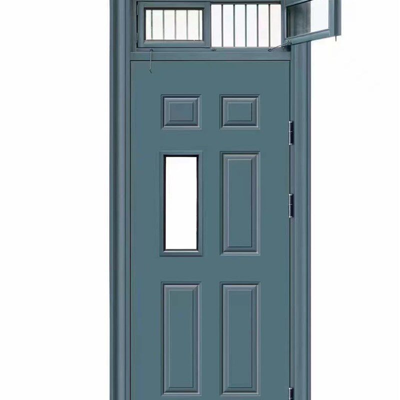 蓝灰学校门宿舍门教室门单门带气窗防盗门工程幼儿园储藏间入户门