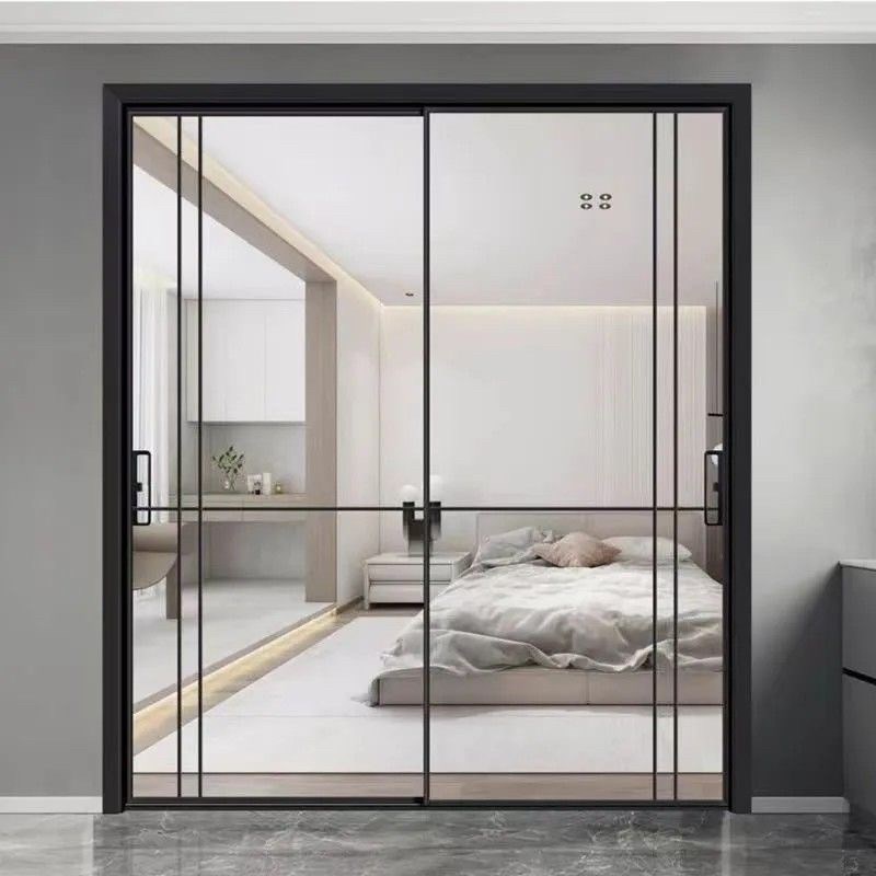 极窄推拉门吊轨三联动厨房玻璃移门铝合金客厅厕所阳台隔断门