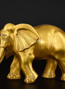 铜大象摆件纯铜一对吸水大象客厅装饰工艺品大号