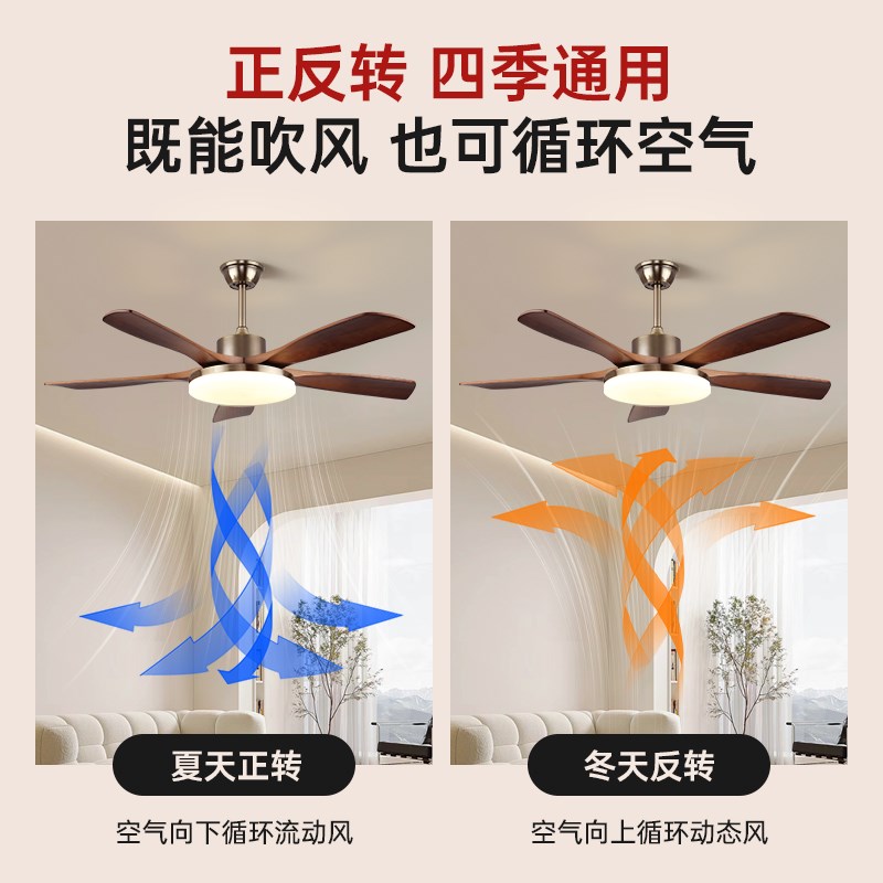 箭牌复古风扇灯大扇叶客厅灯新中式胡桃木色吊扇灯家用餐厅电扇灯