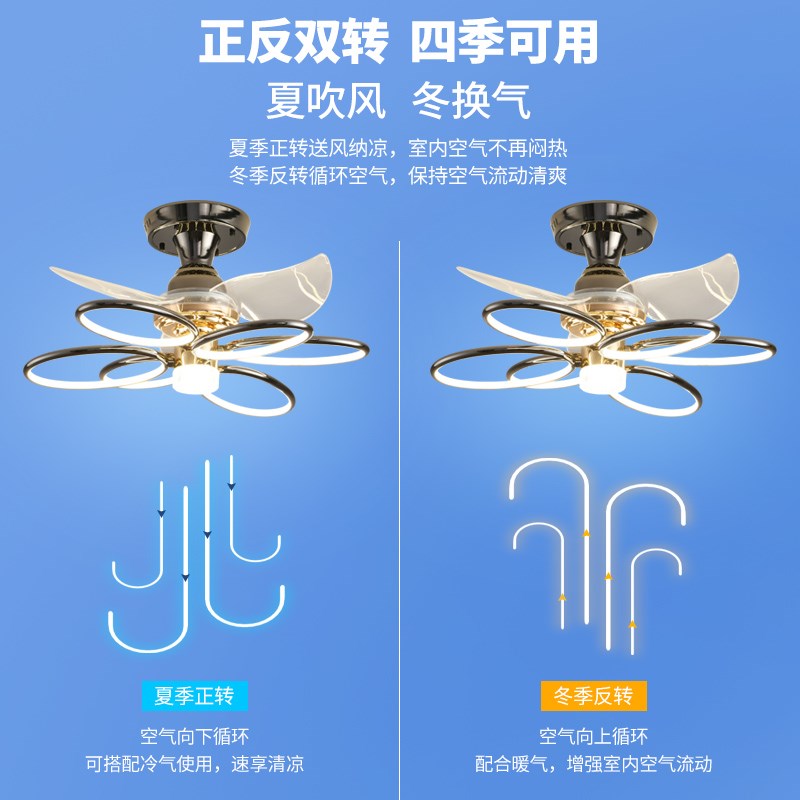 北欧餐厅风扇灯吊扇灯现代简约大气客厅饭厅N吊灯带电风扇一体家