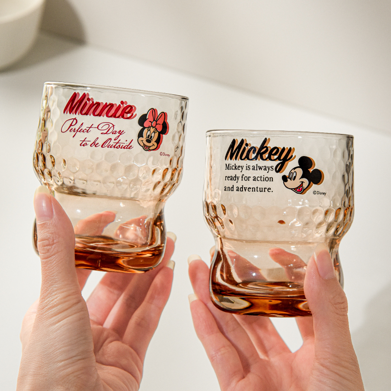 迪士尼玻璃杯子家用米奇可爱啤酒D杯套装果汁杯饮料杯冷饮杯喝水