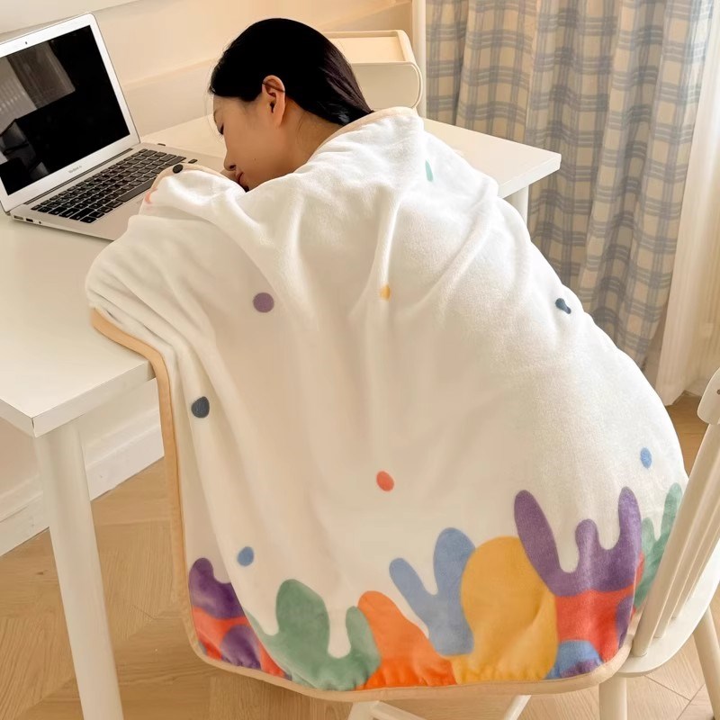 夏季披肩毛毯子午睡办公室珊瑚绒沙发空调盖毯学生宿舍午休小被子