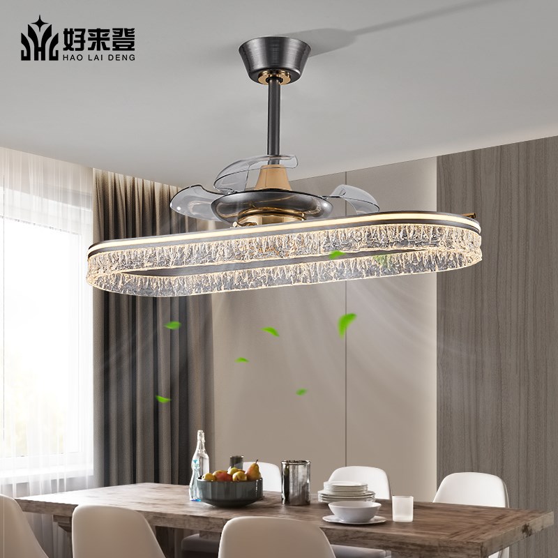 意式极简餐厅吊灯现代简约轻奢高级感新款餐桌岛台风扇灯大风力