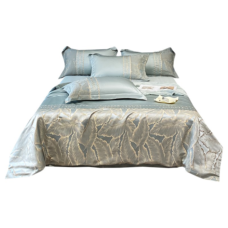 夏季轻奢夏凉被四件套简约冰丝空调被水洗真丝薄被V子三件套可机