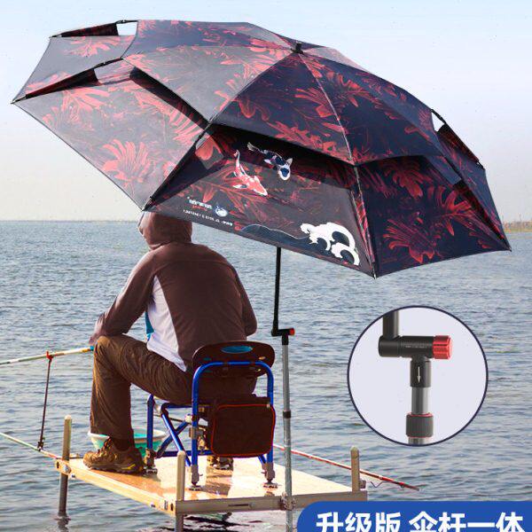 阿驴郎新款钓鱼伞2.2m大钓伞黑胶加固防紫外线钓伞万向防暴雨2.4m