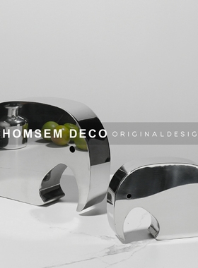 简约现代镜面卡通象创意艺术软装饰品家居样板房R间玄关电视柜摆