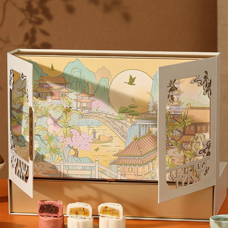 高档月饼包装硬盒2025中秋节月饼礼品盒F80g100g6粒8粒月饼盒定制