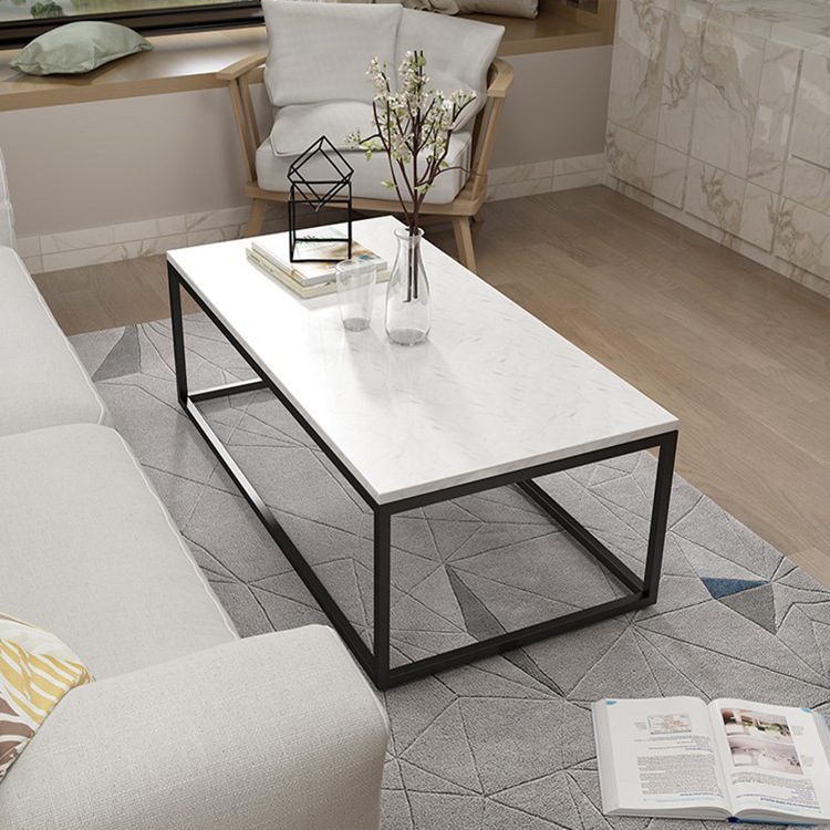 北欧时尚轻奢小户型大理石茶几组合现代铁艺客厅长方形简约茶桌子