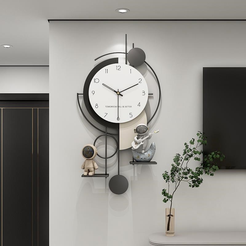 钟表挂钟客厅2025新款网红免打孔D钟挂墙餐厅现代简约大气创意时